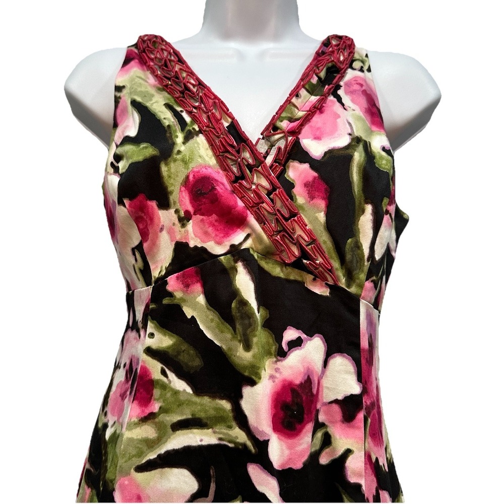 Jones New York Signature Sheath Dress Size 6 Pink Floral Stretch Sleeveless Zip - Picture 11 of 11